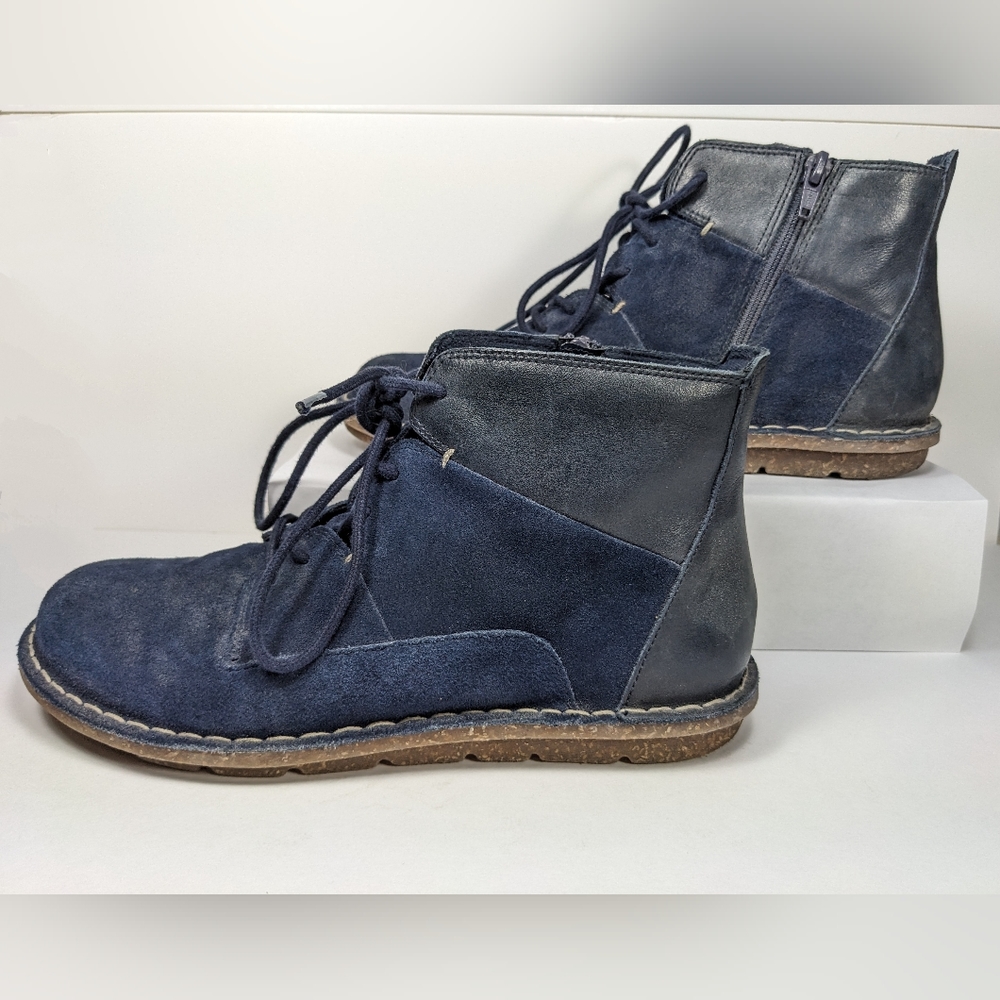 Clarks Tamitha Key Collection blue suede and leather zip up ankle boots 60902765